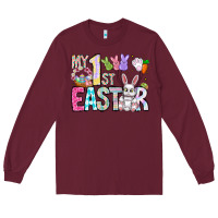 Burgundy My 1st Easter Long Sleeve Tee - CowhideDigitalArt