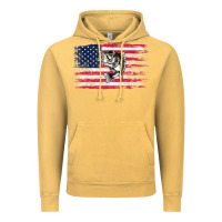 Vintage Mustard bass fishing distressed american flag essential Vintage Hoodie - linhVisuals