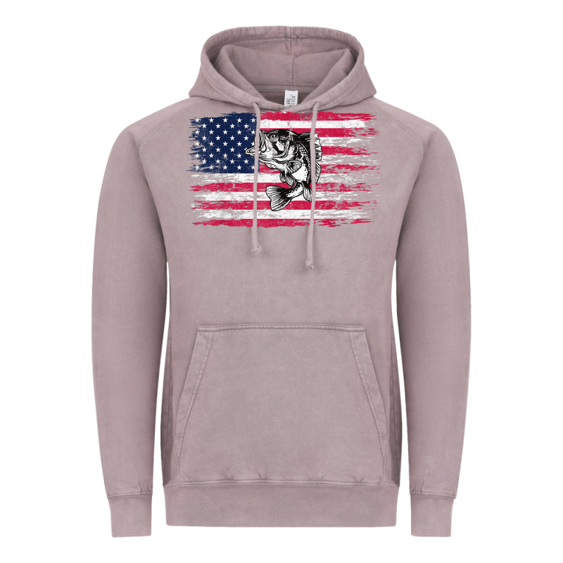 Bass Fishing Distressed American Flag Essential Vintage Hoodie by linhVisuals | Teevron