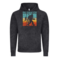 Vintage Black bassquatch! funny bigfoot fishing outdoor retro Vintage Hoodie - linhVisuals