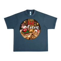 Midnight Navy Hot Cocoa With Cat Urban Heavy Tee - FaDigitalArtStudio