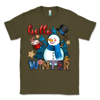 Army Green hello winter Classic Tee - OliviaCreatesArt