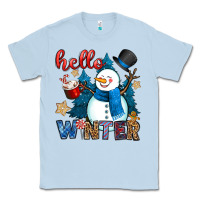 Dusty Blue hello winter Classic Tee - OliviaCreatesArt