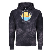 Cloud Black cayman islands retro colorful ocean sunset palm tree novelty Vintage Hoodie - linhVisuals
