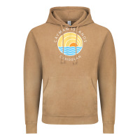 Vintage Camel cayman islands retro colorful ocean sunset palm tree novelty Vintage Hoodie - linhVisuals