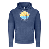 Vintage Denim cayman islands retro colorful ocean sunset palm tree novelty Vintage Hoodie - linhVisuals