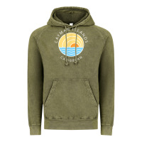 Vintage Olive cayman islands retro colorful ocean sunset palm tree novelty Vintage Hoodie - linhVisuals