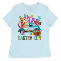 Baby Blue Easter Day With Truck Ladies Tee - BundleAndBundleShop