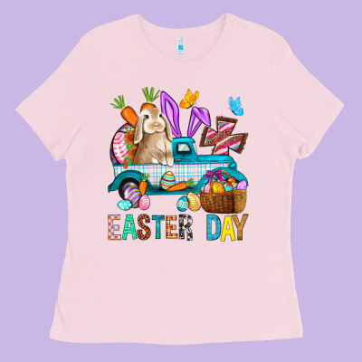 Easter Day With Truck Ladies Tee Designed By Bundleandbundleshop