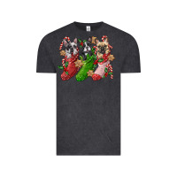 Vintage Black french bulldog with christmas socks Vintage Tee - FaDigitalArtStudio
