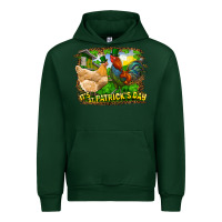 Forest Green It's St. Patrick's Day Rooster And Chicken Urban Hoodie - RanaPortraitStore
