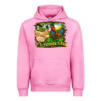 Fuchsia Pink It's St. Patrick's Day Rooster And Chicken Urban Hoodie - RanaPortraitStore