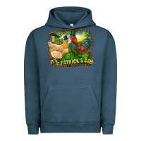 Pigment Midnight Navy It's St. Patrick's Day Rooster And Chicken Urban Hoodie - RanaPortraitStore