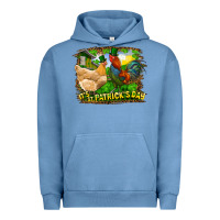 Pigment Pebble Blue It's St. Patrick's Day Rooster And Chicken Urban Hoodie - RanaPortraitStore