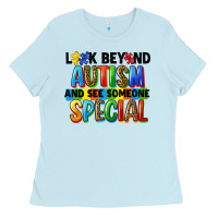 Baby Blue look beyond autism and see someone special Ladies Tee - FaDigitalArtStudio