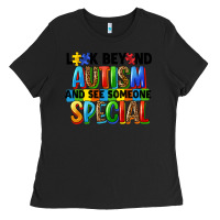 Black look beyond autism and see someone special Ladies Tee - FaDigitalArtStudio