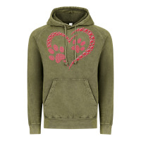 Vintage Olive funny valentine day gift t  shirt paw print heart dog cat owner lover Vintage Hoodie - linhVisuals