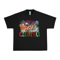 Black Merry Christmas Santa Sleigh Urban Heavy Tee - FaDigitalArtStudio