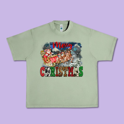 Merry Christmas Santa Sleigh Urban Heavy Tee Designed By Fadigitalartstudio