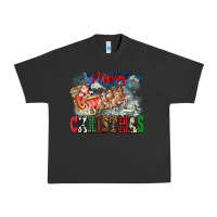 Pigment Black Merry Christmas Santa Sleigh Urban Heavy Tee - FaDigitalArtStudio