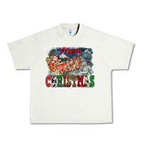 Pistachio Merry Christmas Santa Sleigh Urban Heavy Tee - FaDigitalArtStudio