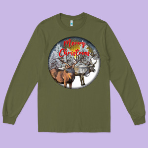 Mule Buck Deer Christmas Long Sleeve Tee Designed By Lillyallendesigns