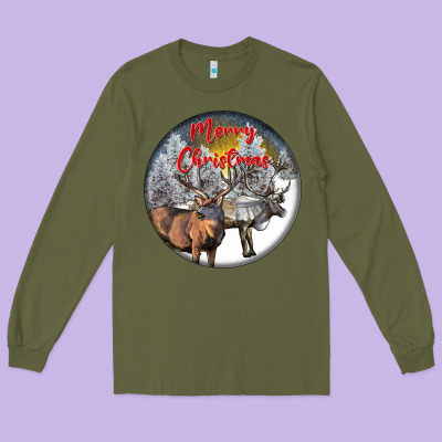 Mule Buck Deer Christmas Long Sleeve Tee Designed By Lillyallendesigns