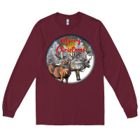 Burgundy mule buck deer christmas Long Sleeve Tee - LillyAllenDesigns