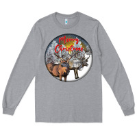 Heather Grey mule buck deer christmas Long Sleeve Tee - LillyAllenDesigns