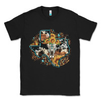 Black bull skull leopard cowhide sunflower texas map Classic Tee - Artiststas