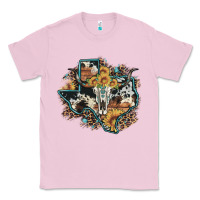 Bubblegum Pink bull skull leopard cowhide sunflower texas map Classic Tee - Artiststas