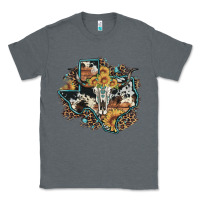 Charcoal Heather bull skull leopard cowhide sunflower texas map Classic Tee - Artiststas