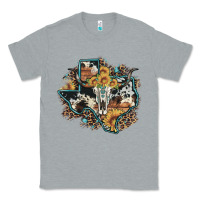 Heather Grey bull skull leopard cowhide sunflower texas map Classic Tee - Artiststas