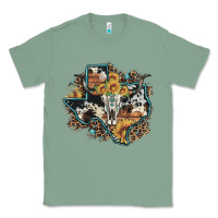 Sage bull skull leopard cowhide sunflower texas map Classic Tee - Artiststas