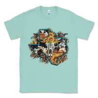 Seafoam bull skull leopard cowhide sunflower texas map Classic Tee - Artiststas