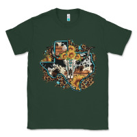 Sports Green bull skull leopard cowhide sunflower texas map Classic Tee - Artiststas