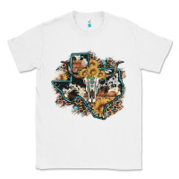 White bull skull leopard cowhide sunflower texas map Classic Tee - Artiststas