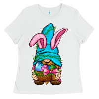 White Easter Wicker Basket Gnome Ladies Tee - BundleAndBundleShop