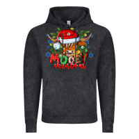 Vintage Black Mooey Christmas Vintage Hoodie - CowhideDigitalArt