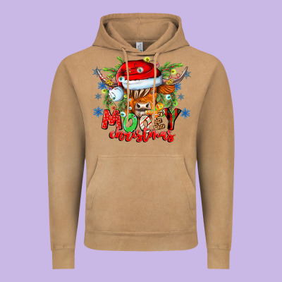 Mooey Christmas Vintage Hoodie Designed By Cowhidedigitalart