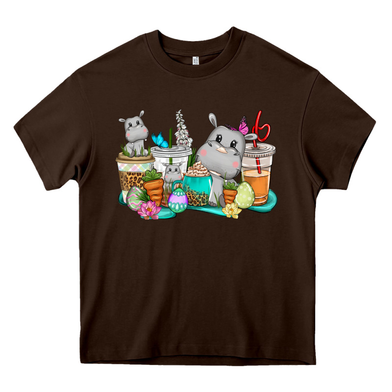Easter Hippopotamus Coffee Cups Easter Day Heavy Core Tee by CowGirlArtShop | Teevron