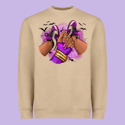Halloween Afro Sneakers Heavyweight Sweatshirt Designed By Ranaportraitstore