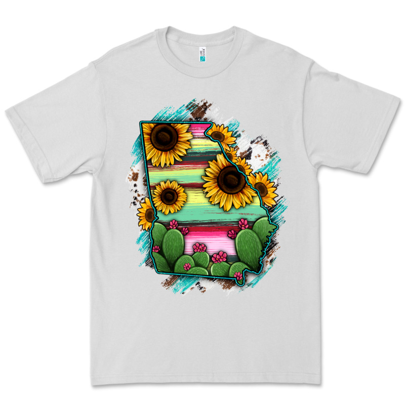 Georgia Map Sunflower Cactus Serape Premium Tee by RanaPortraitStore | Teevron