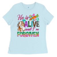 Baby Blue He Is Alive And I'm Forgiven Ladies Tee - BundleAndBundleShop