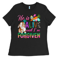 Black He Is Alive And I'm Forgiven Ladies Tee - BundleAndBundleShop