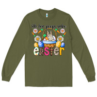 Army Green Oh For Peeps Sake Easter Long Sleeve Tee - CowhideDigitalArt
