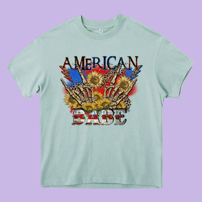 American Babe 4th Of July Heavy Core Tee Designed By Cowgirlartshop
