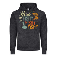 Vintage Black here fishy fishy fishy fishing lovers gifts Vintage Hoodie - linhVisuals