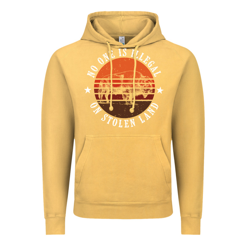 No One Is Illegal On Stolen Land 4th Of July Bison Vintage Hoodie by linhVisuals | Teevron