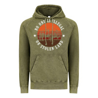 Vintage Olive no one is illegal on stolen land 4th of july bison Vintage Hoodie - linhVisuals
